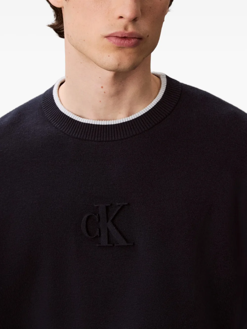 Calvin Klein Jeans Est.1978 Logo Crew-neck Knitwear In Blue
