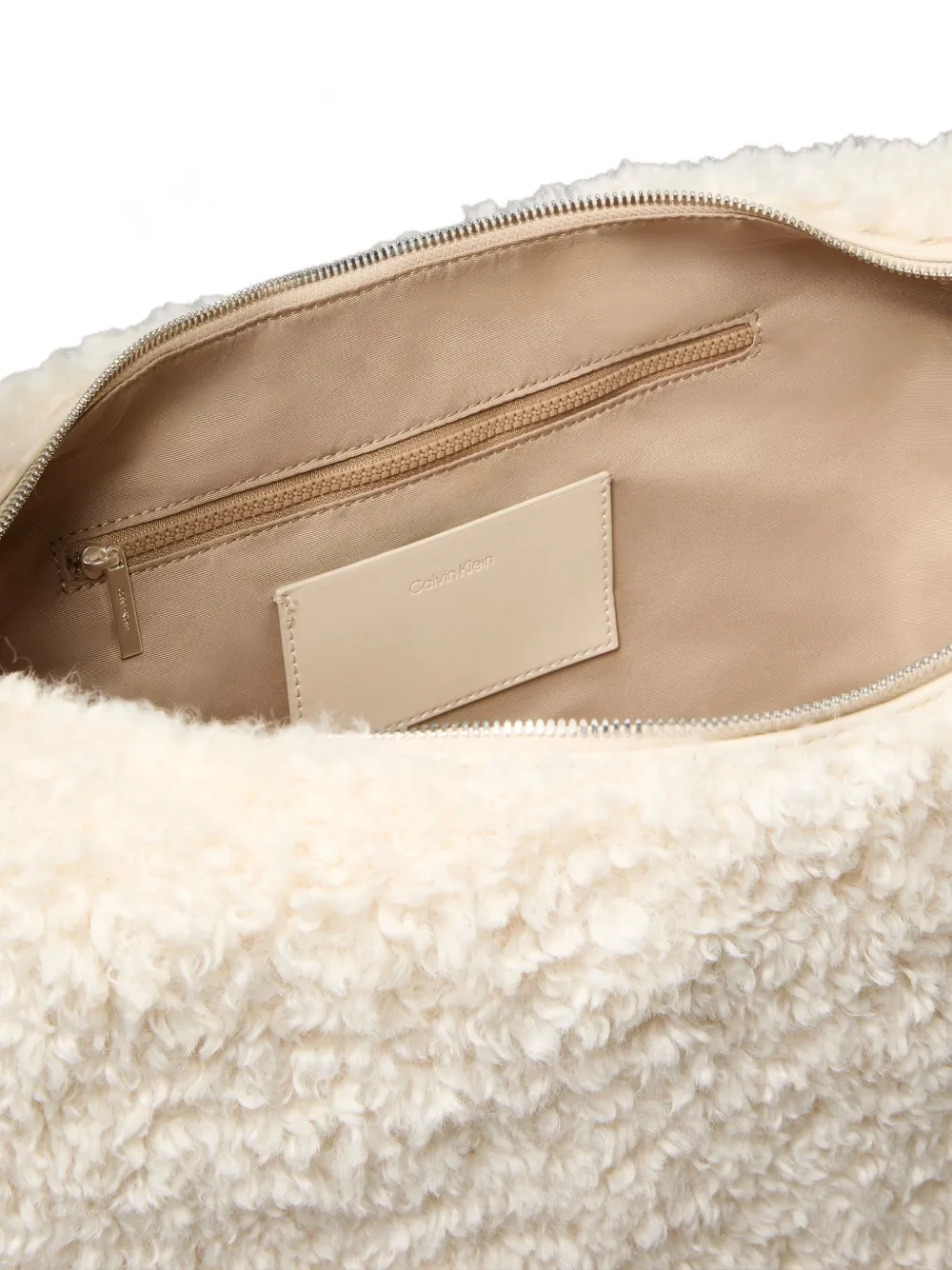 Calvin Klein Large Fluffy Shoulder Bag In Neutral