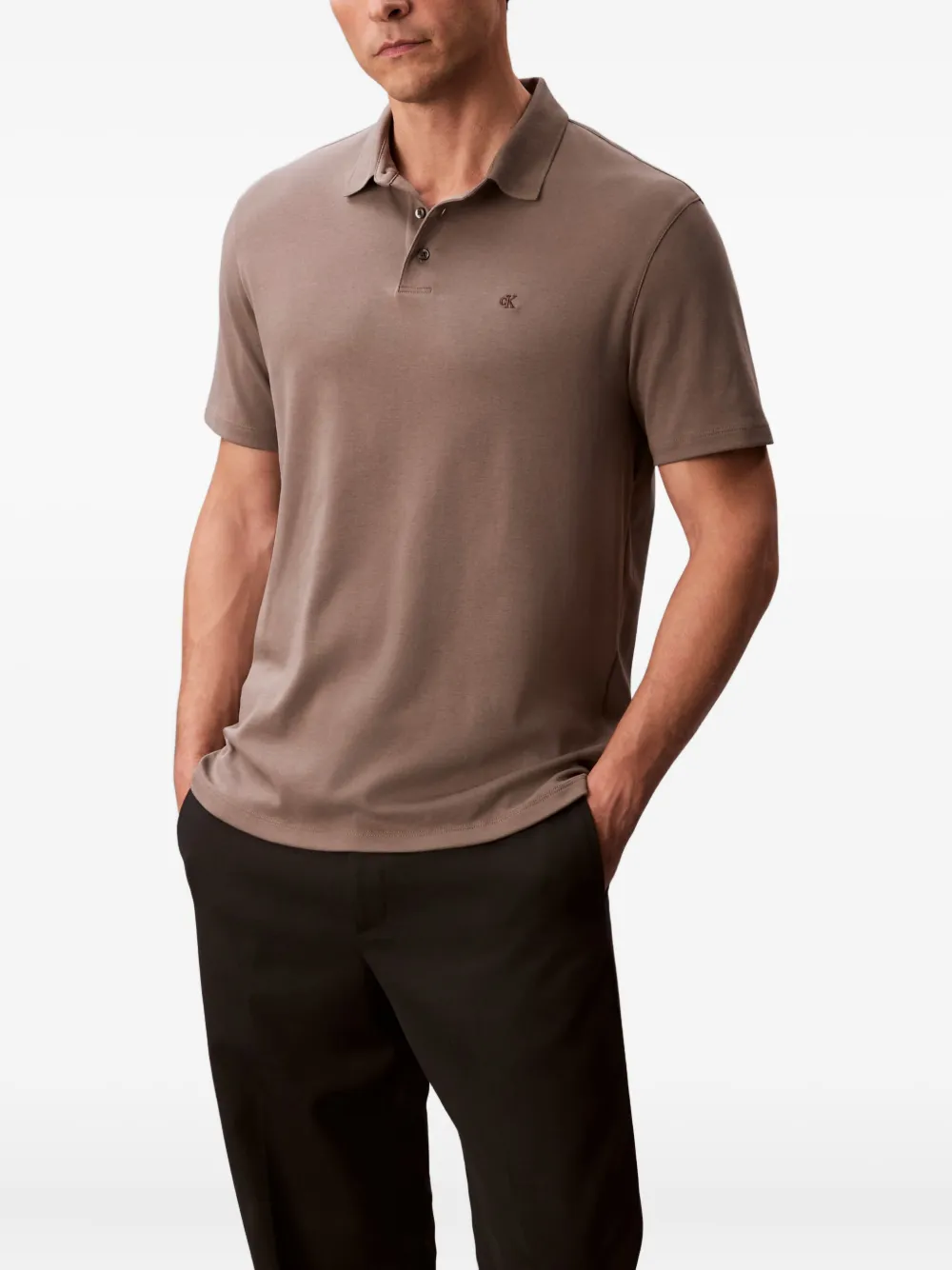Calvin Klein Poloshirt met logo van knopen Bruin