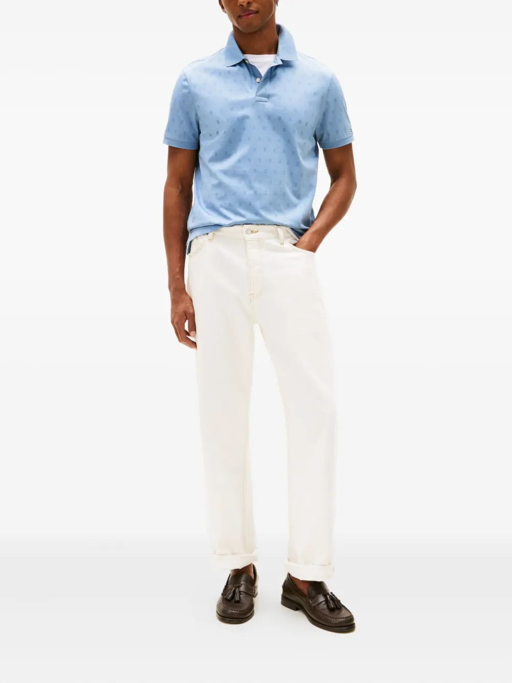 Tommy Hilfiger patterned short-sleeve polo shirt - Blauw