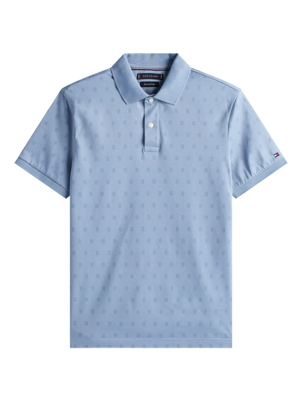 Tommy Hilfiger Patterned Short-sleeve Polo Shirt In Blue