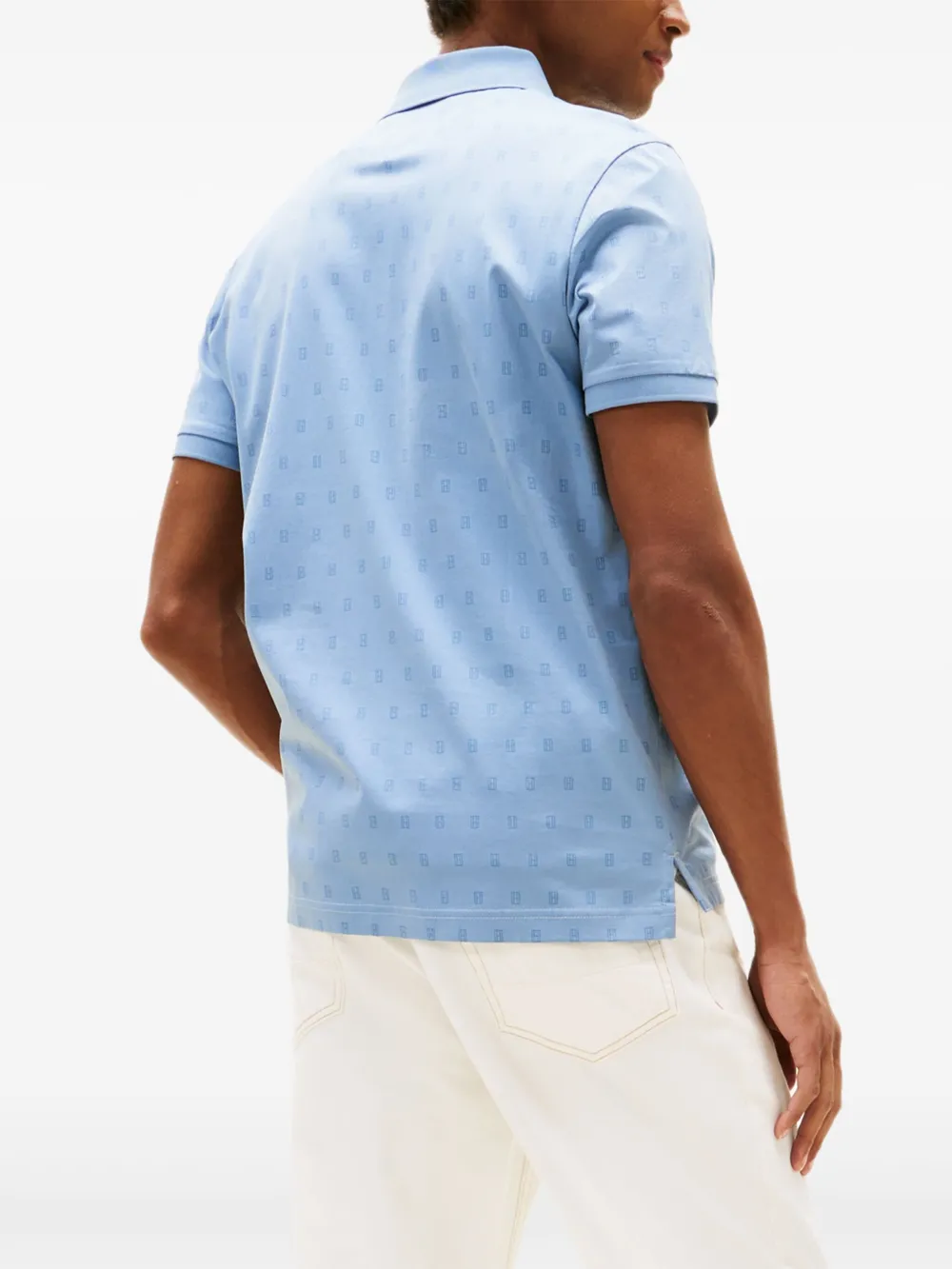 Tommy Hilfiger Patterned Short-sleeve Polo Shirt In Blue