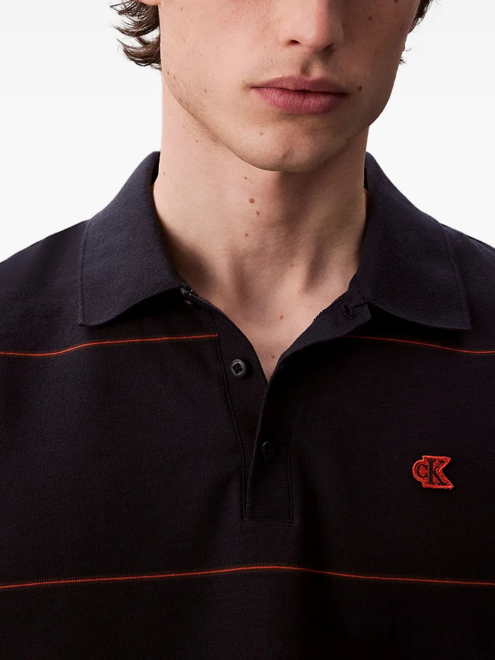 Calvin Klein Jeans Poloshirt met gestreept logo Blauw