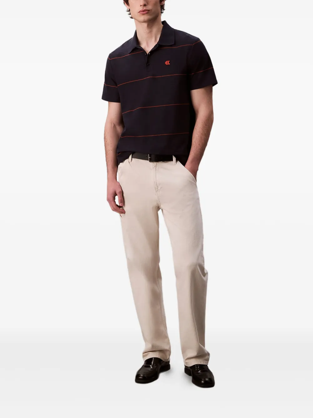 Calvin Klein Jeans Poloshirt met gestreept logo - Blauw