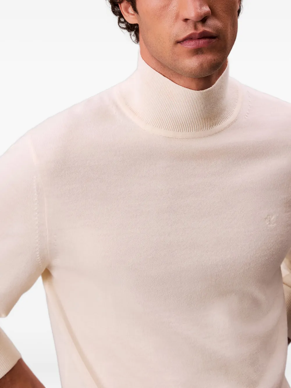 Calvin Klein Wollen trui met hoge hals Beige