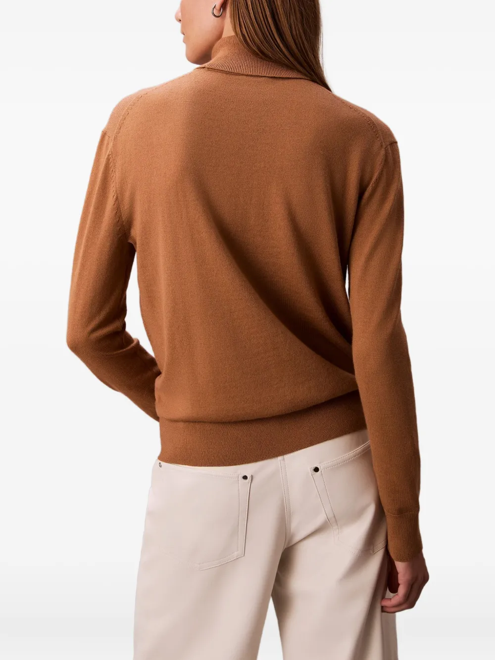 Calvin Klein Merino Wool Sweater In Brown