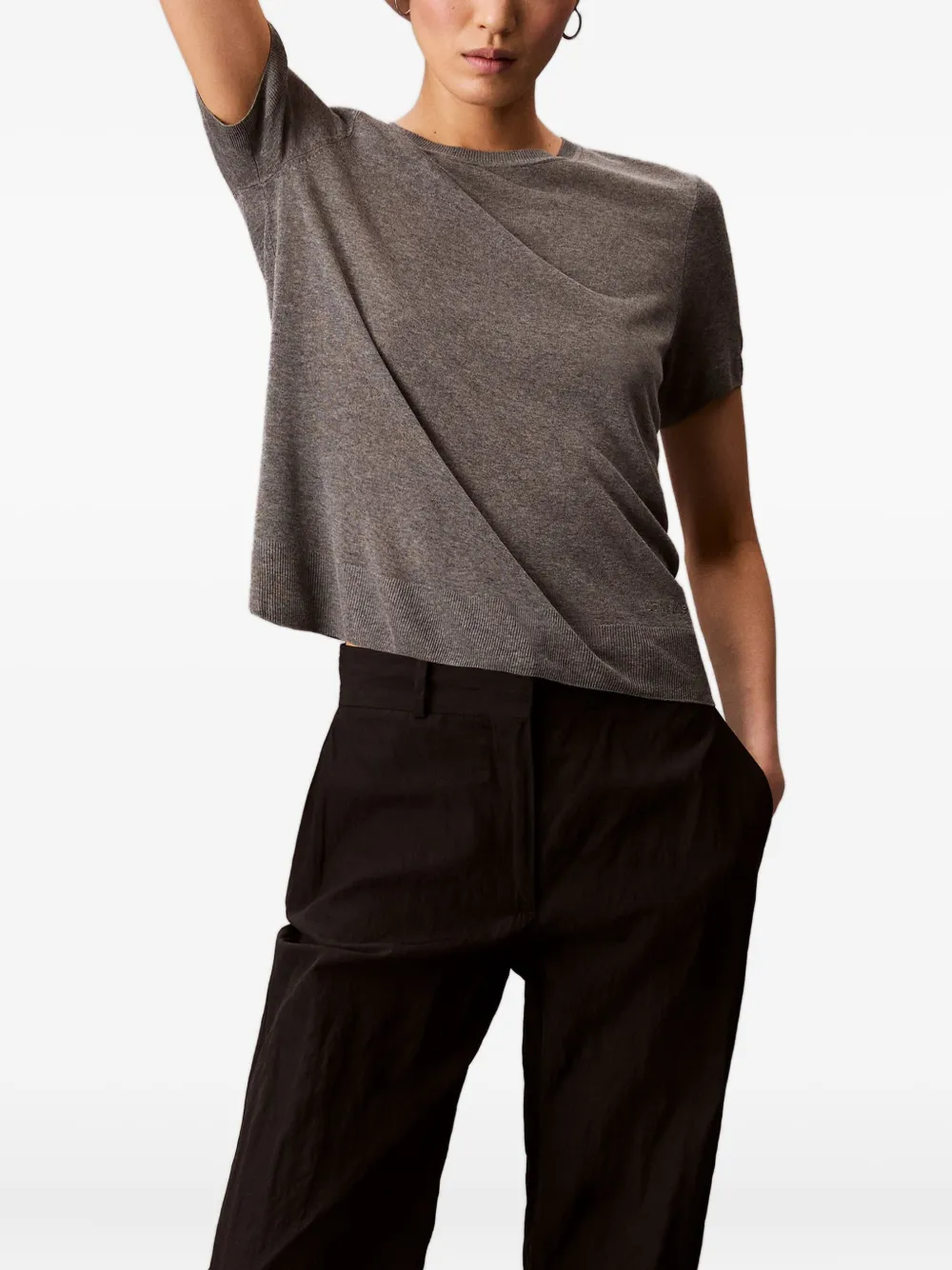 Calvin Klein Round-neck T-shirt In Gray