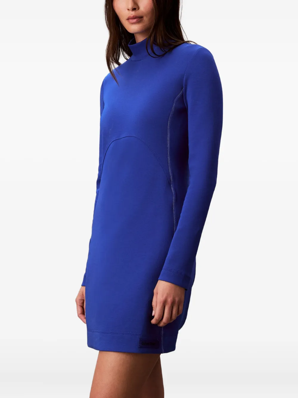 Calvin Klein Jeans Est.1978 Long-sleeve High-neck Mini Dress In Blue