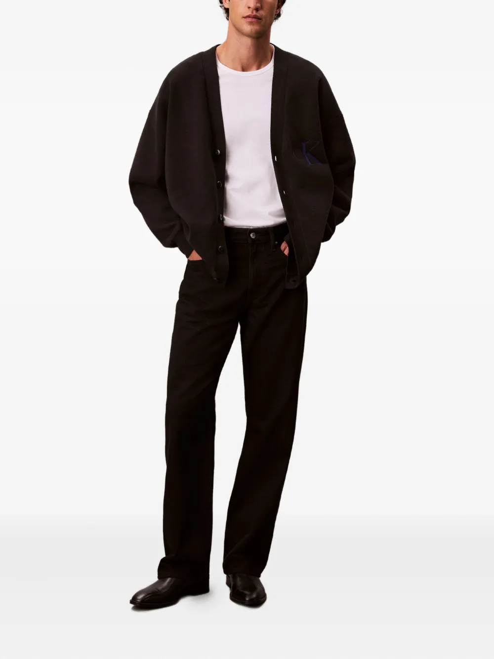 Calvin Klein Jeans Est.1978 Logo-embellished Cardigan In Black