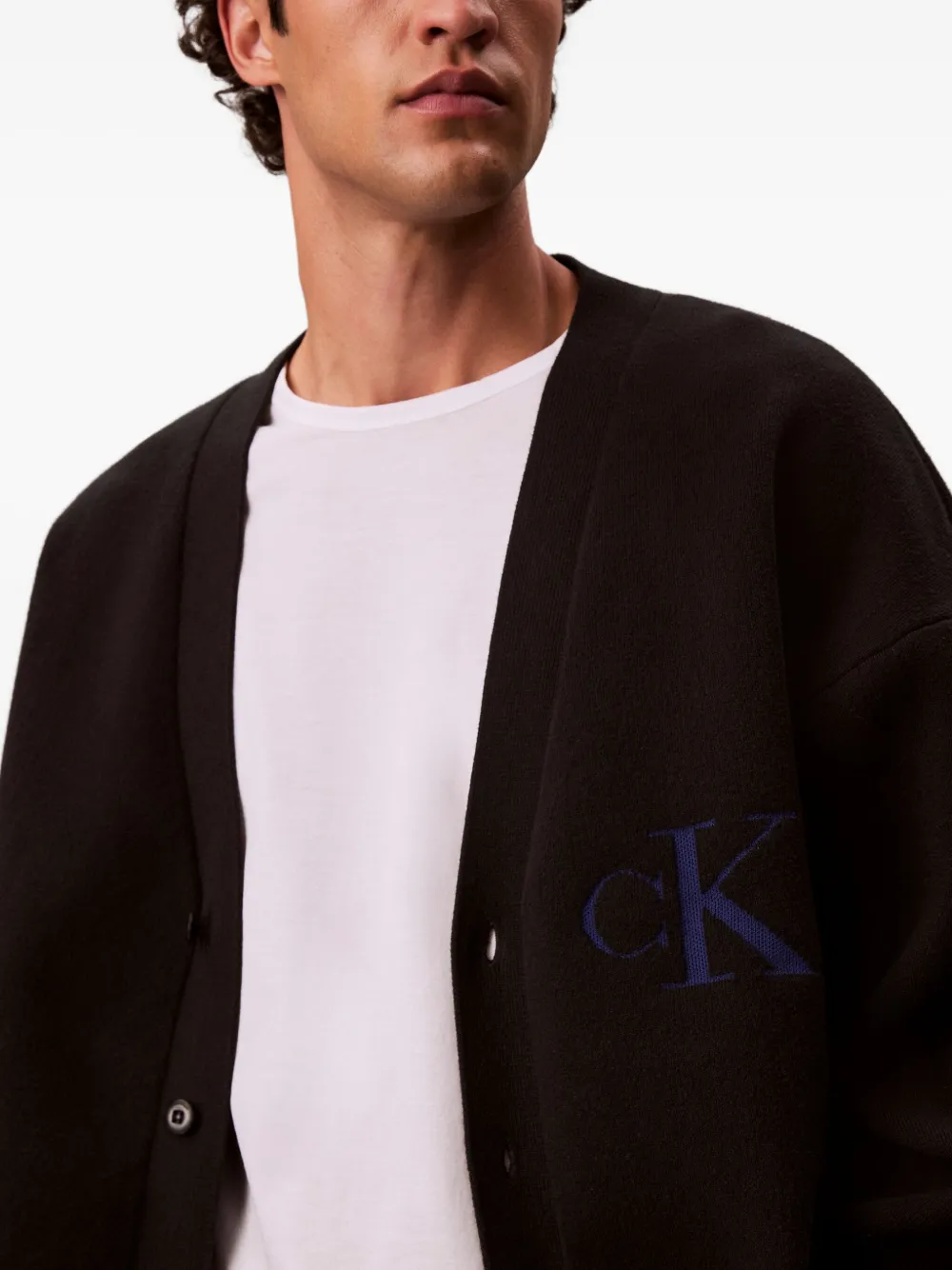 Calvin Klein Jeans Est.1978 Logo-embellished Cardigan In Black