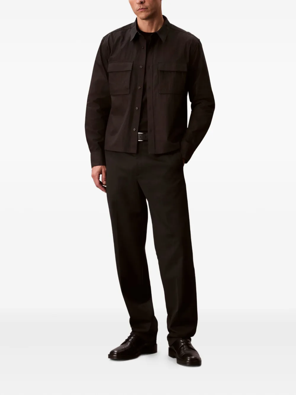 Calvin Klein Overhemd met lange mouwen en zak - Zwart