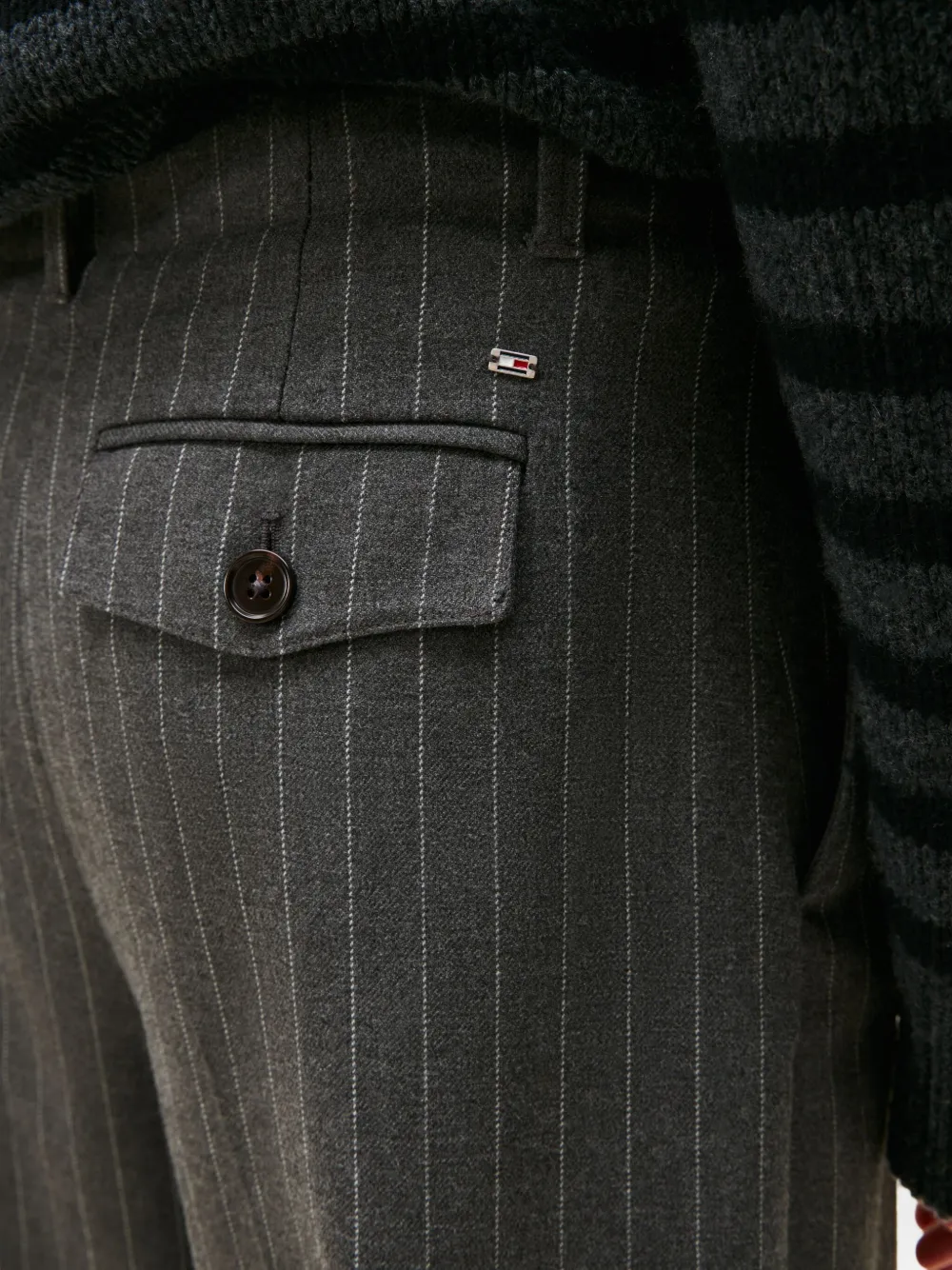 Tommy Hilfiger Pinstripe Pocket Trousers In Gray