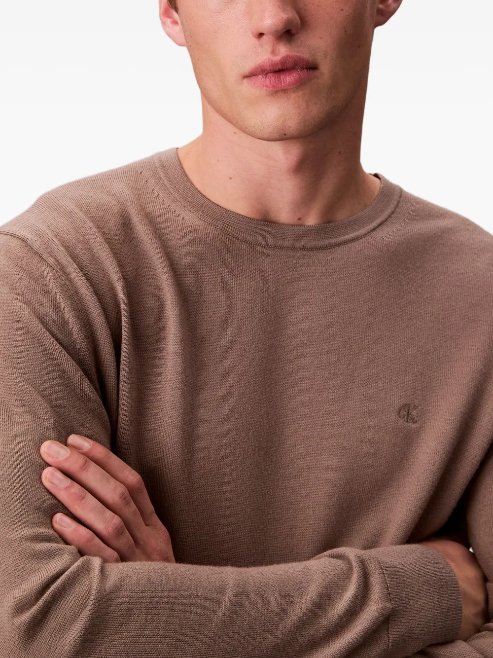 Calvin Klein Trui met ronde hals en lange mouwen Bruin