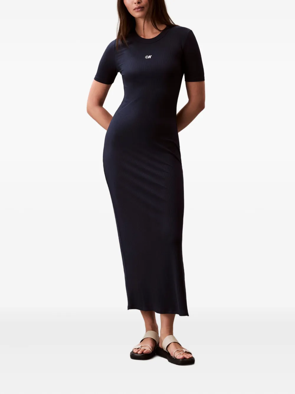 Calvin Klein Jeans Est.1978 Ribbed Midi Dress In Blue