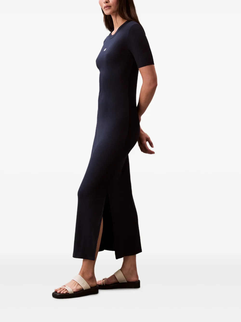 Calvin Klein Jeans Est.1978 Ribbed Midi Dress In Blue