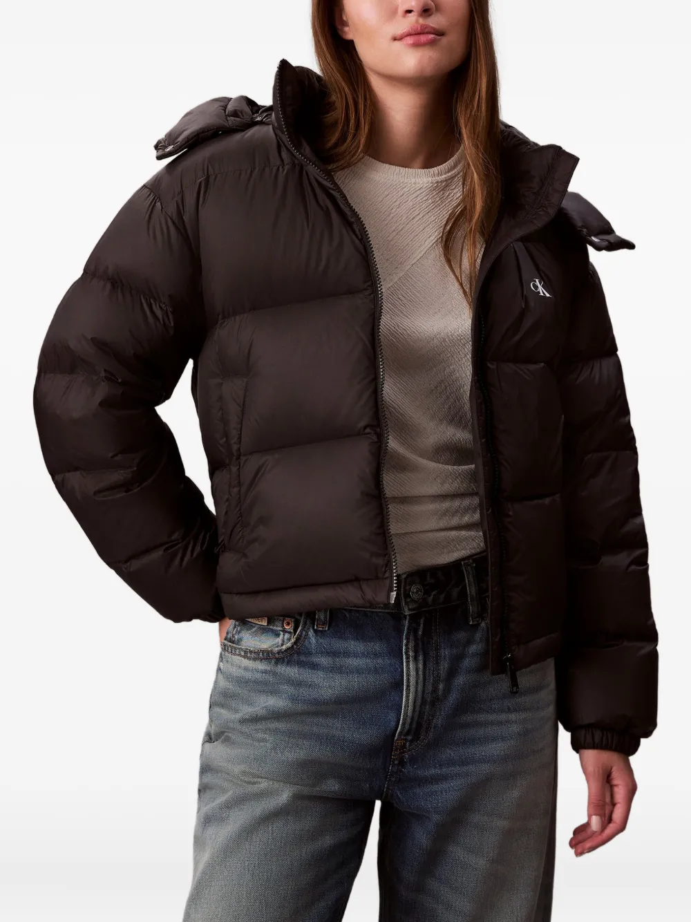 Calvin Klein Jeans Donsjack met logo Zwart