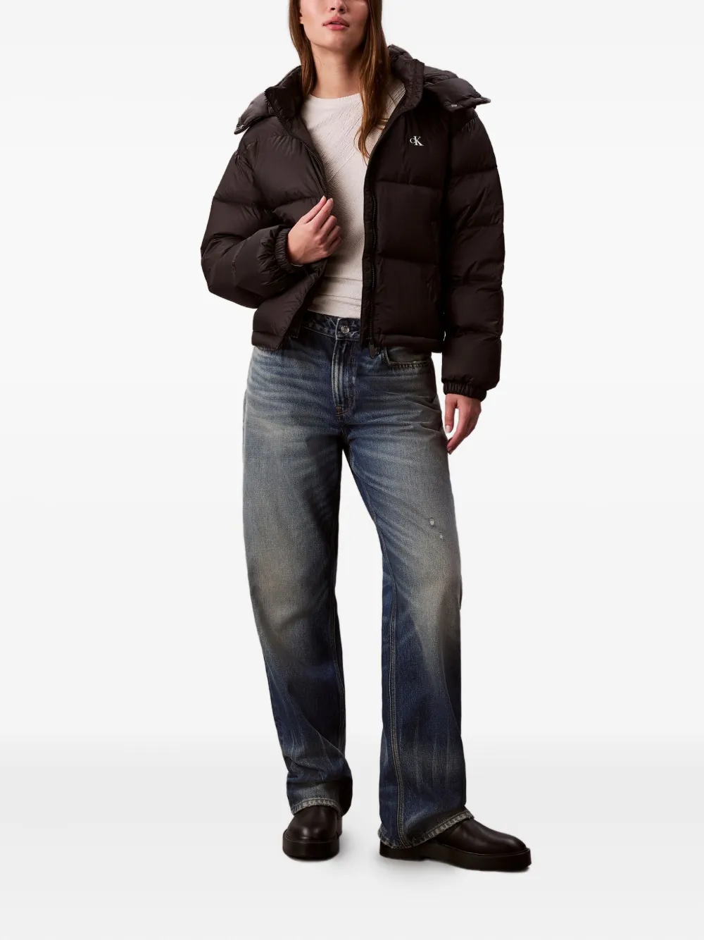 Calvin Klein Jeans Donsjack met logo Zwart