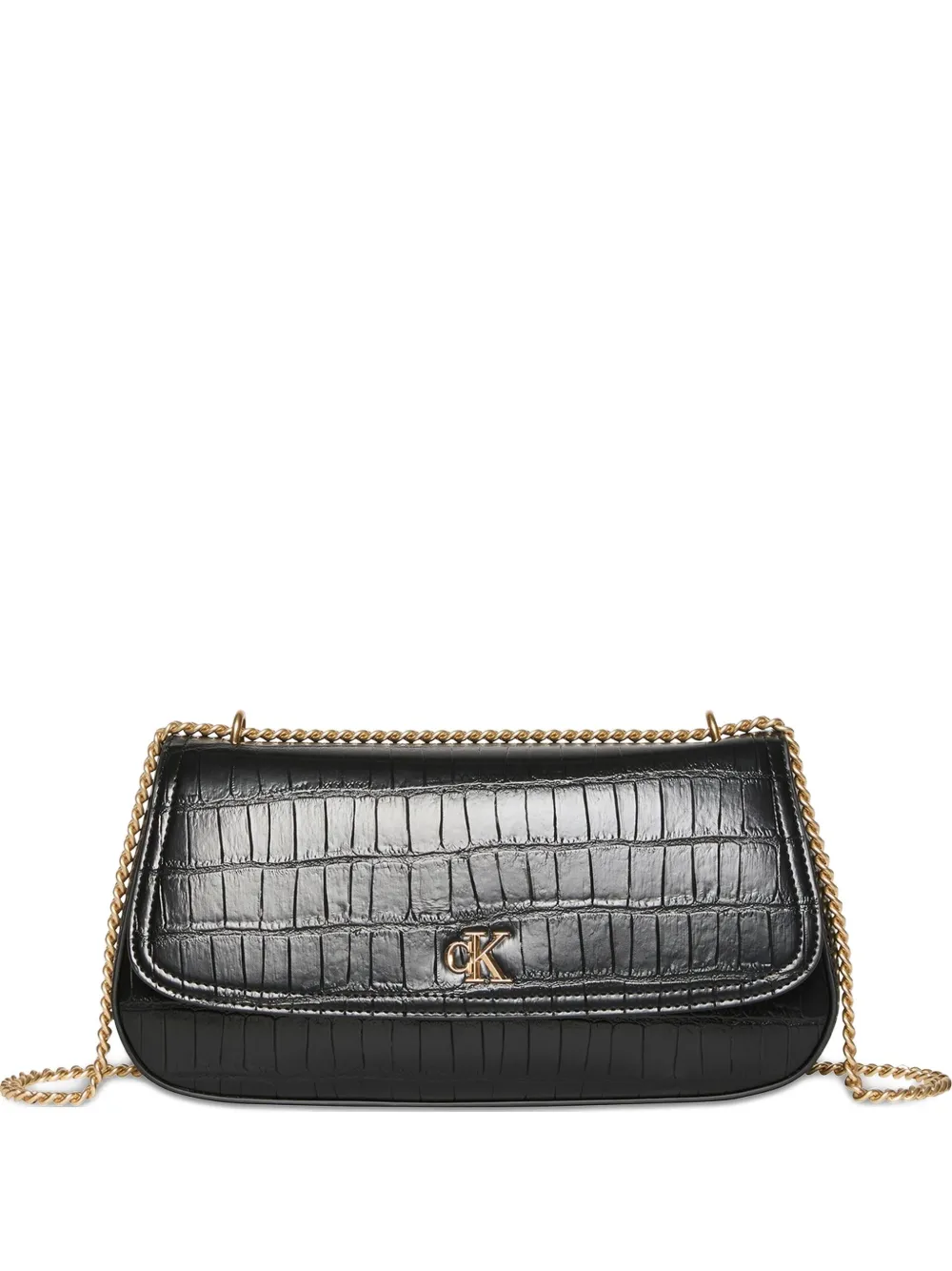 Calvin Klein croc-embossed chain shoulder bag | Black | Image 1
