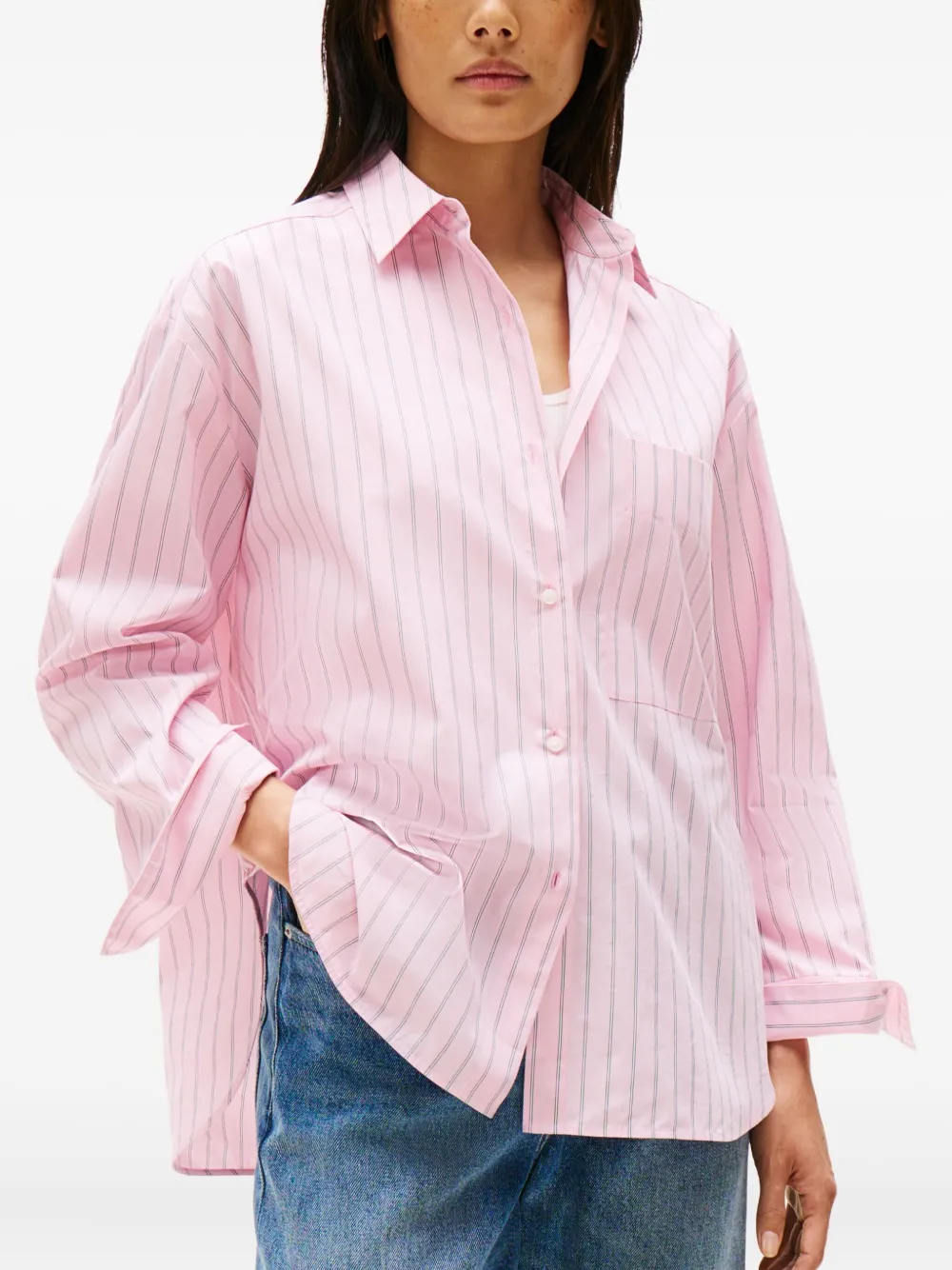 Tommy Hilfiger Striped Pocket Shirt In Pink