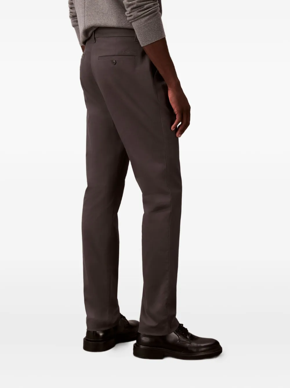 Calvin Klein Logo Chinos In Brown