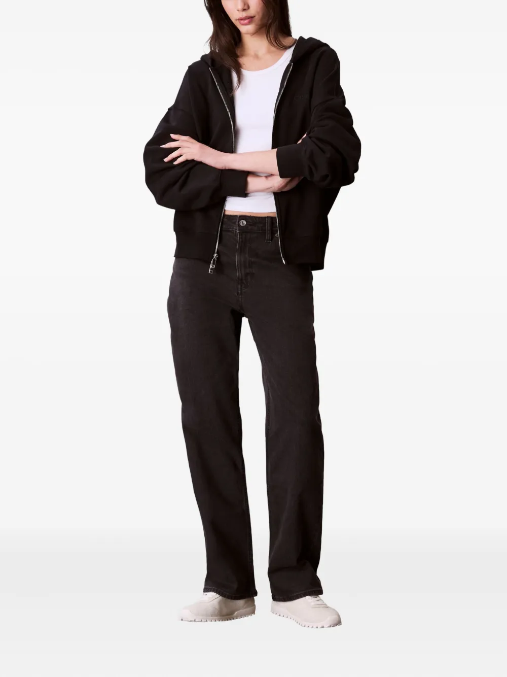 Calvin Klein Zip-up Hoodie In Black