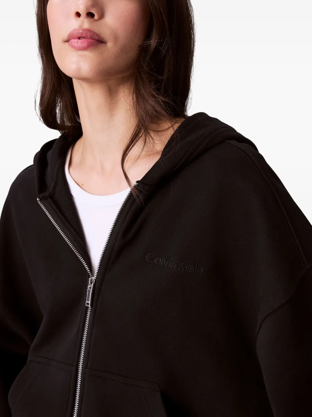 Calvin Klein Zip-up Hoodie In Black