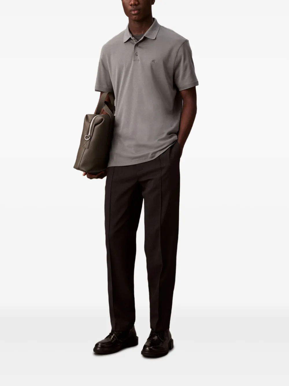 Calvin Klein Poloshirt met logo van knopen - Grijs