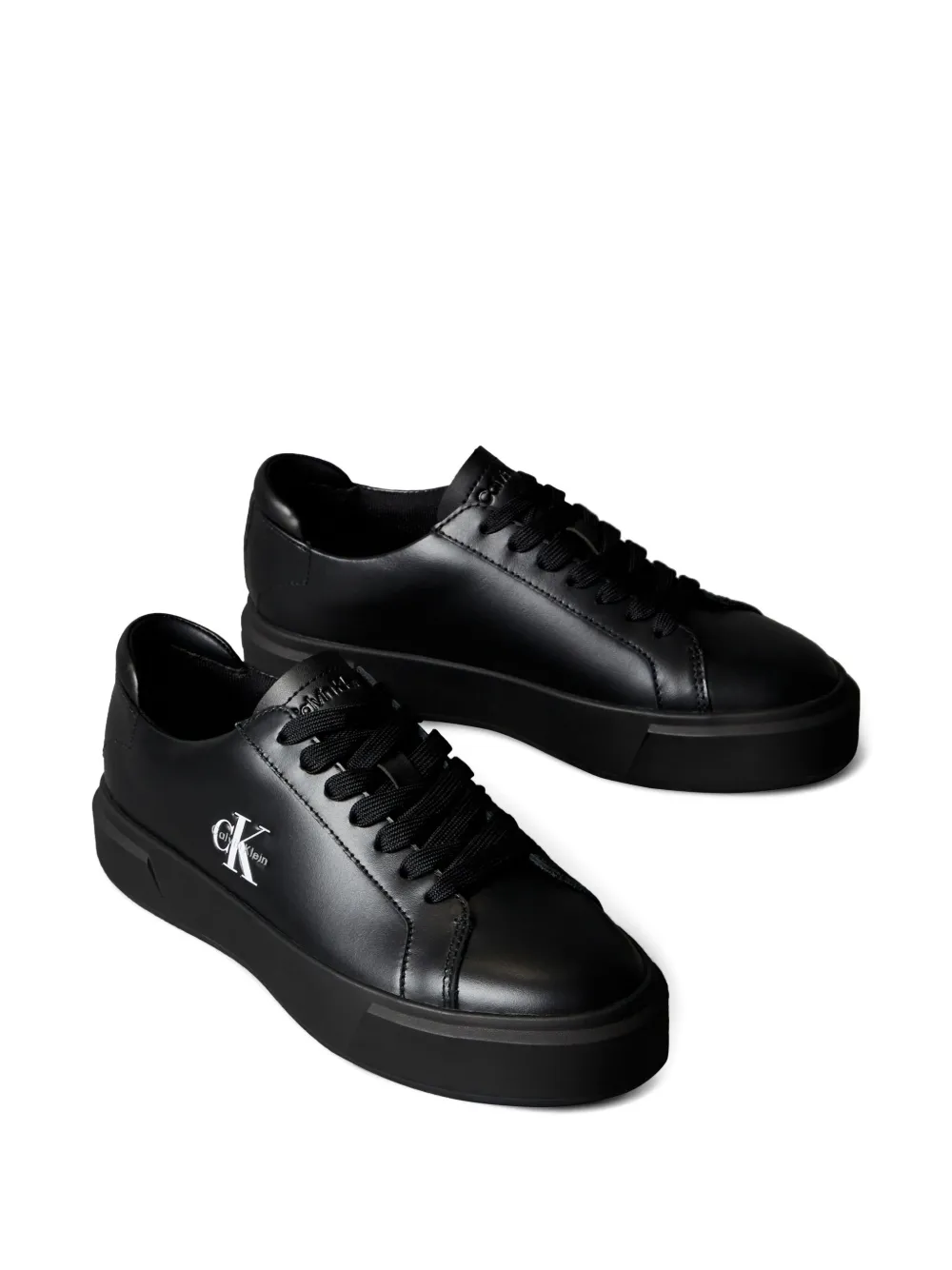 Calvin Klein Sneakers met leren logo - Zwart
