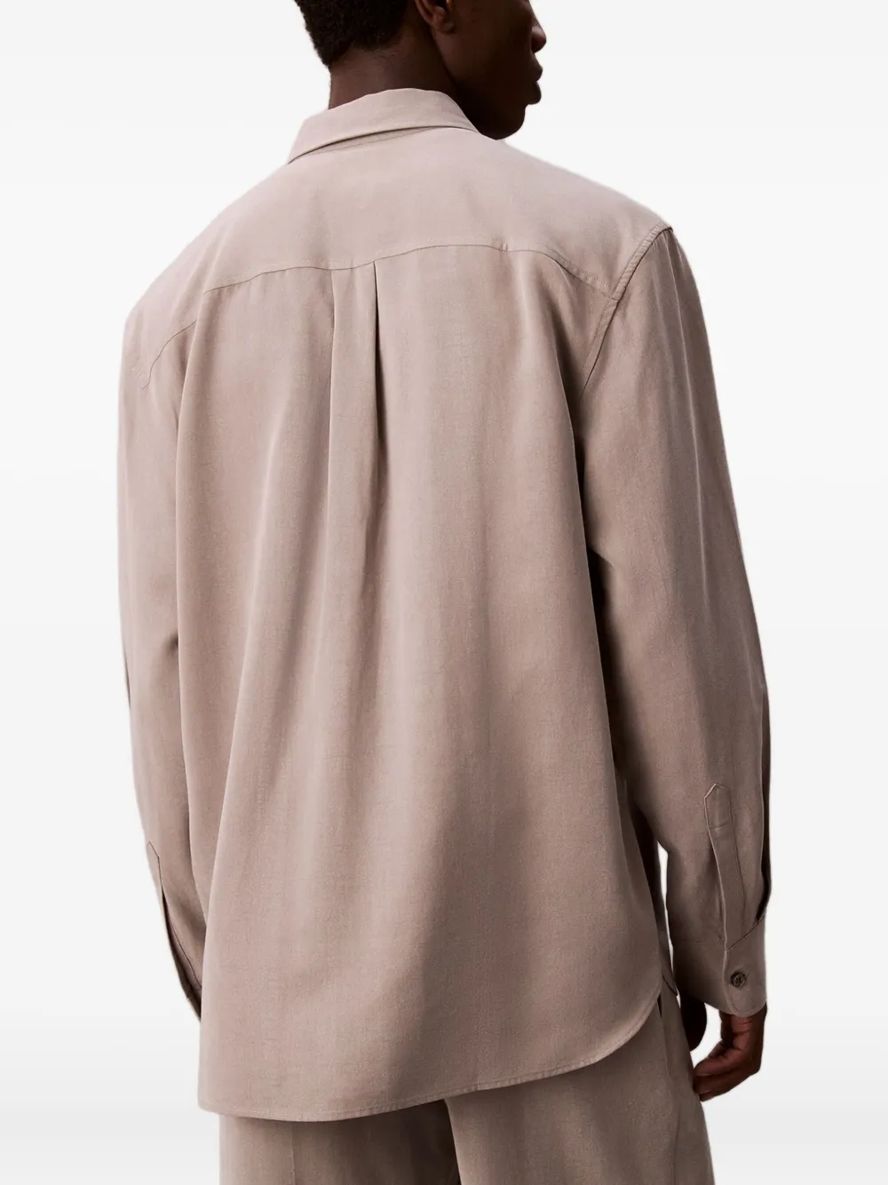 Calvin Klein Overhemd met lange mouwen en zak Beige