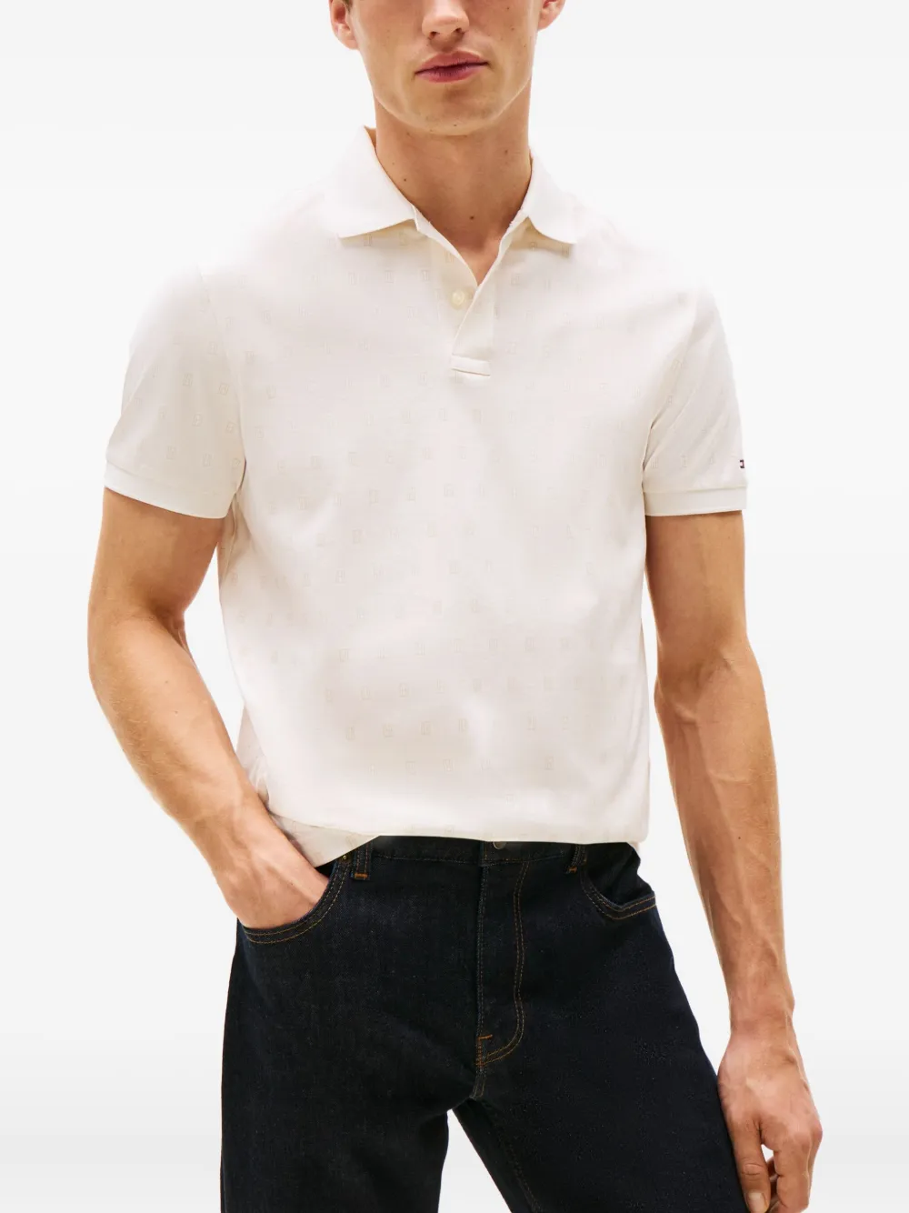 Tommy Hilfiger Logo-print Polo Shirt In Neutral