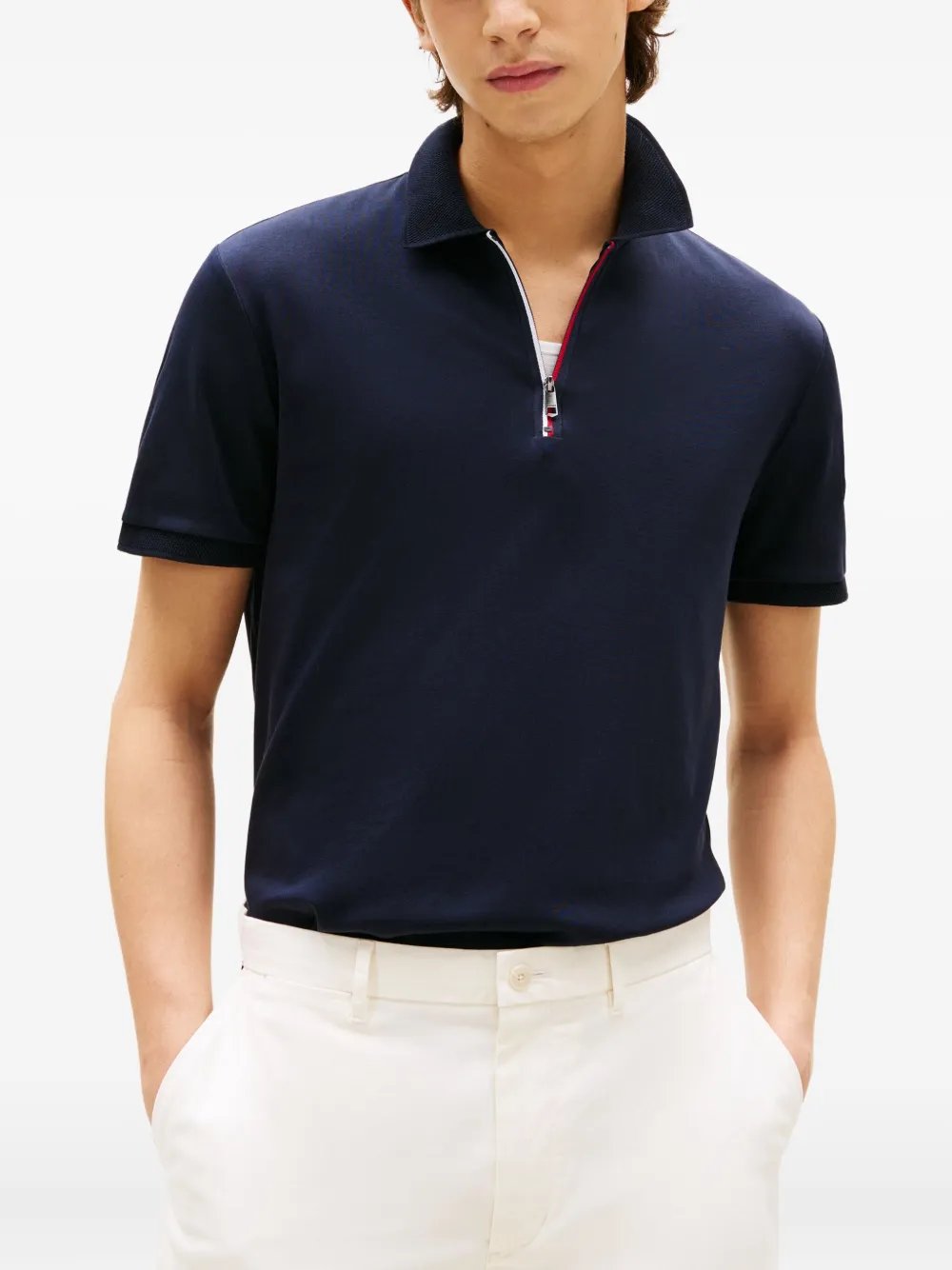 Tommy Hilfiger Poloshirt met rits Blauw
