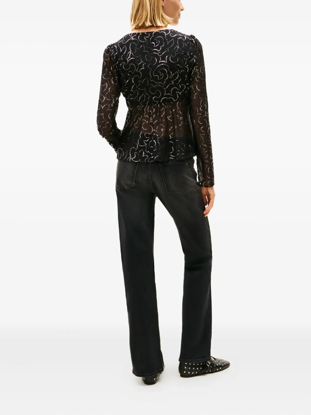 Tommy Jeans Long-sleeves Floral Blouse In Black