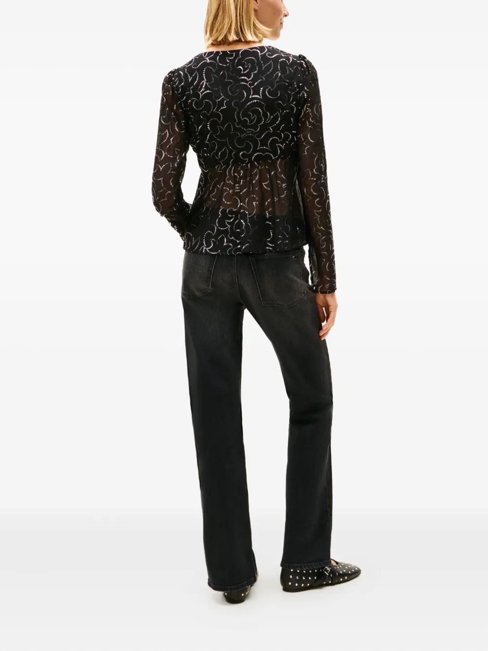 Tommy Jeans Long-sleeves Floral Blouse In Black