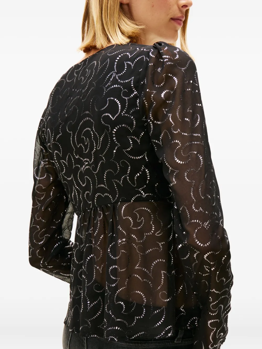 Tommy Jeans Long-sleeves Floral Blouse In Black