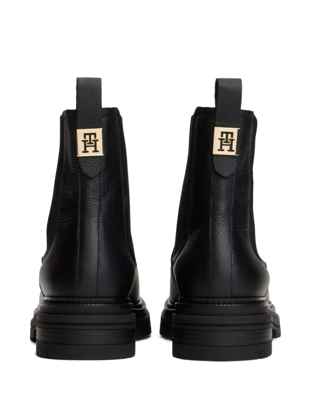 Tommy Hilfiger Leren Chelsea laarzen met treklus Zwart