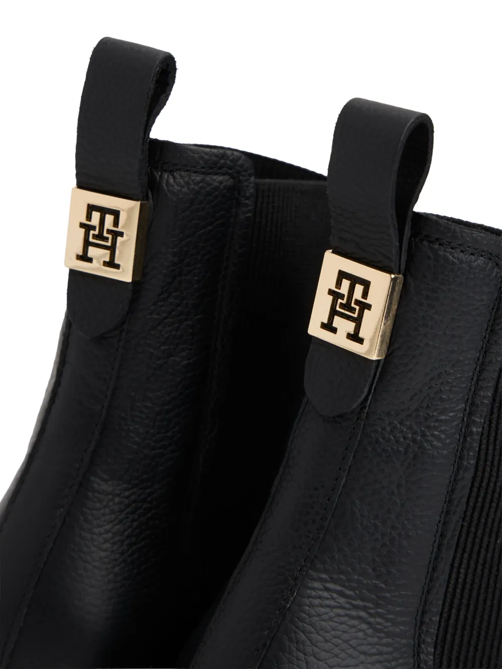 Tommy Hilfiger Leren Chelsea laarzen met treklus Zwart