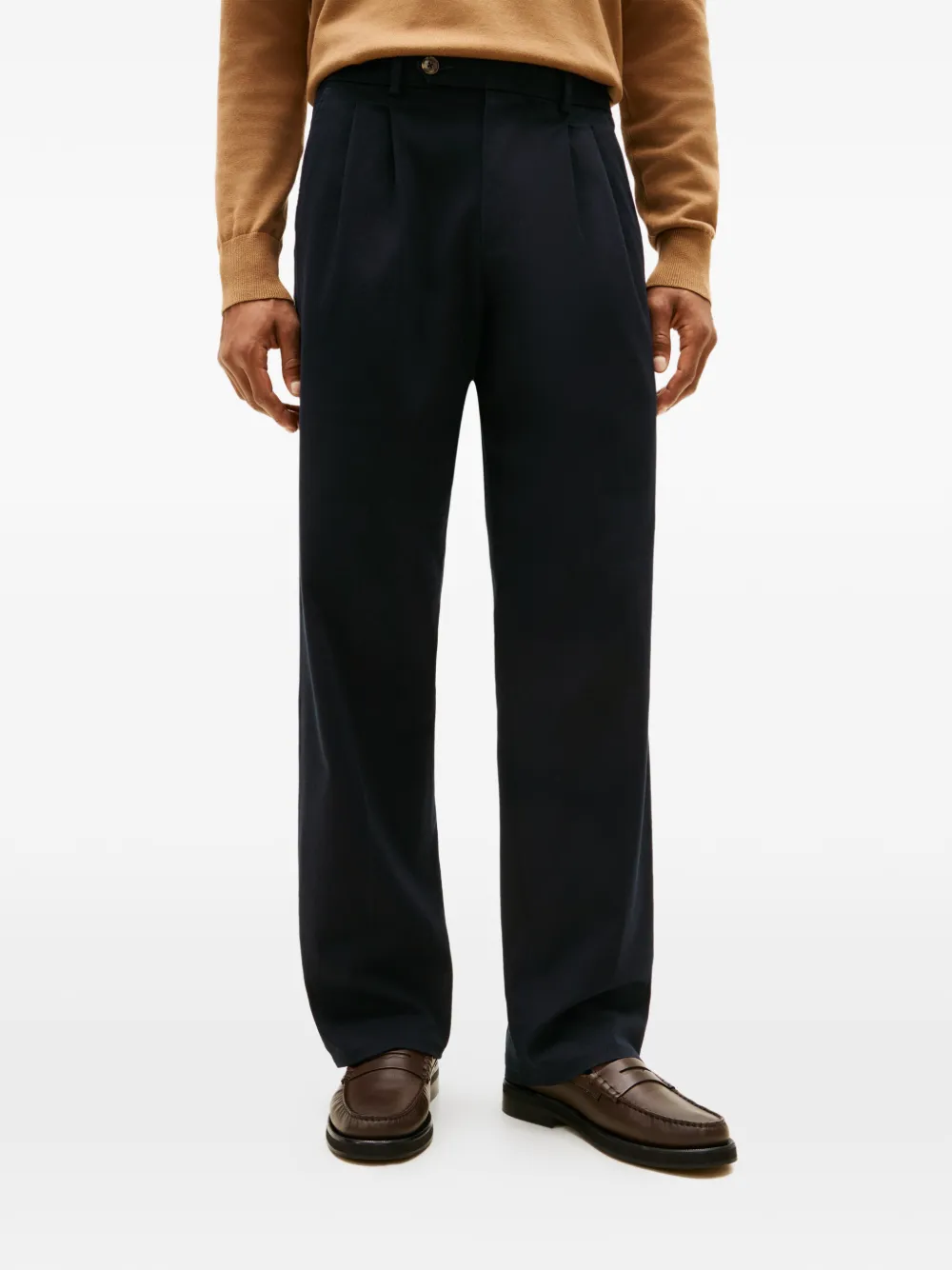 Tommy Hilfiger Plooibroek met knoopsluiting Blauw