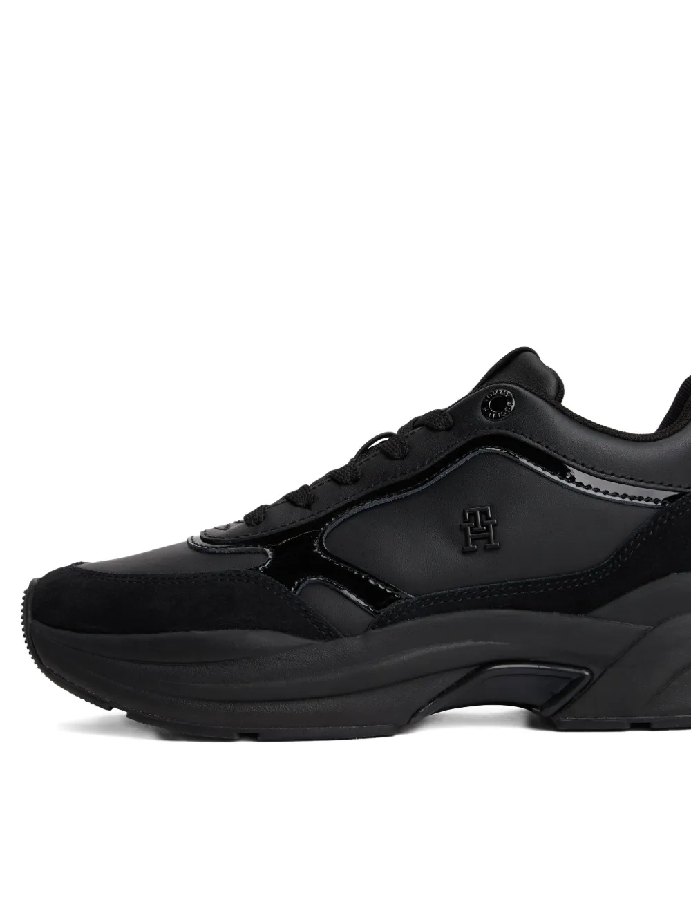 Tommy Hilfiger Logo-plaque Leather Sneakers In Black