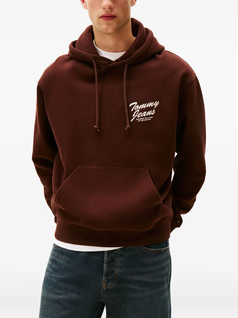Tommy Jeans Pocketed Hoodie In Brown