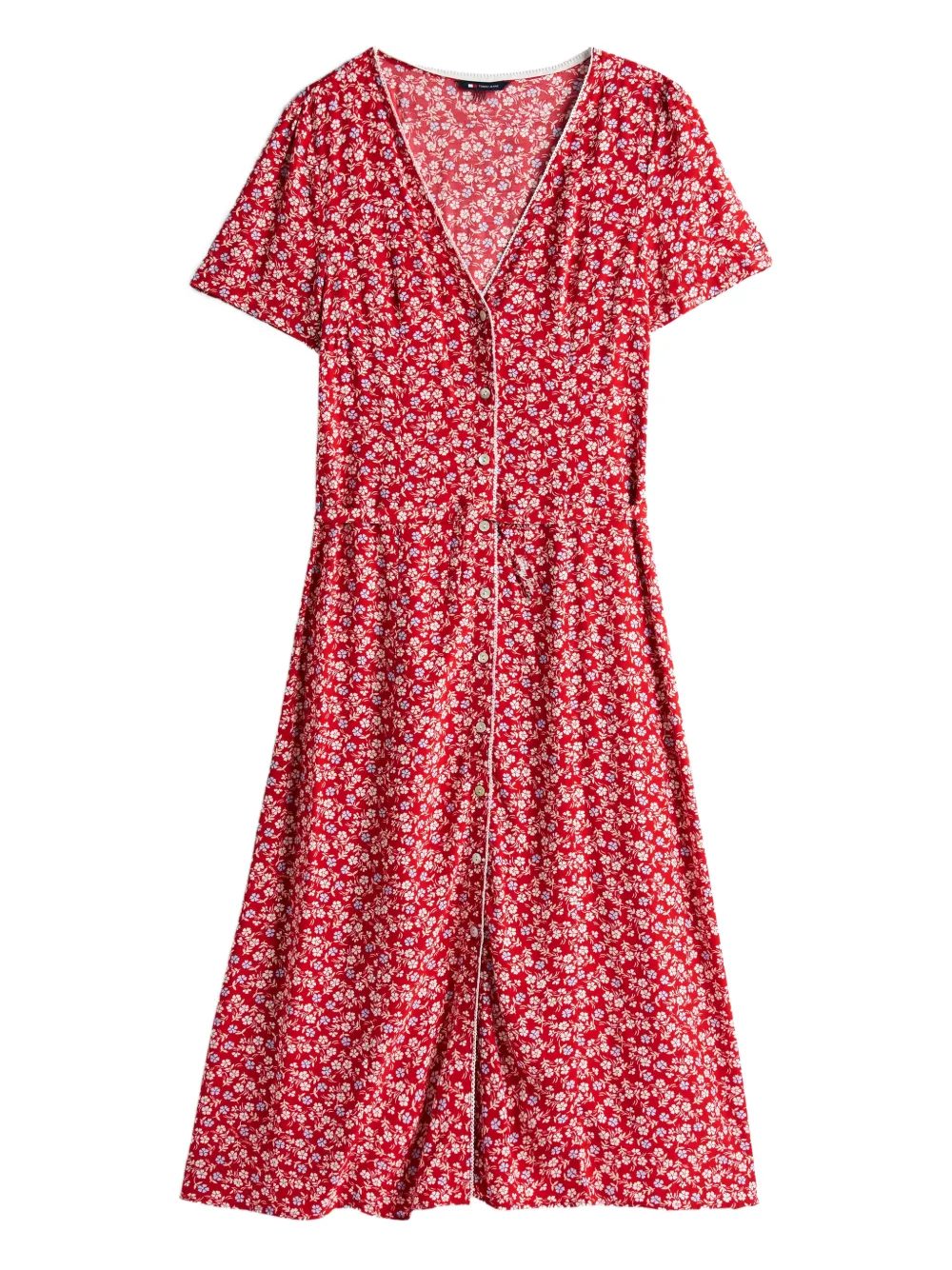 Tommy Jeans floral-pattern buttoned midi dress | Red | Image 1
