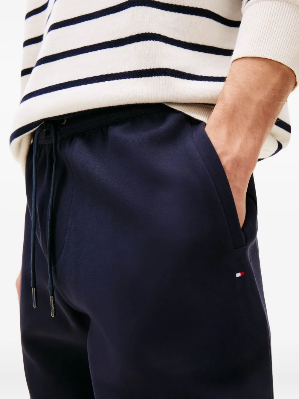 Tommy Hilfiger Flag Drawstring Track Pants In Black