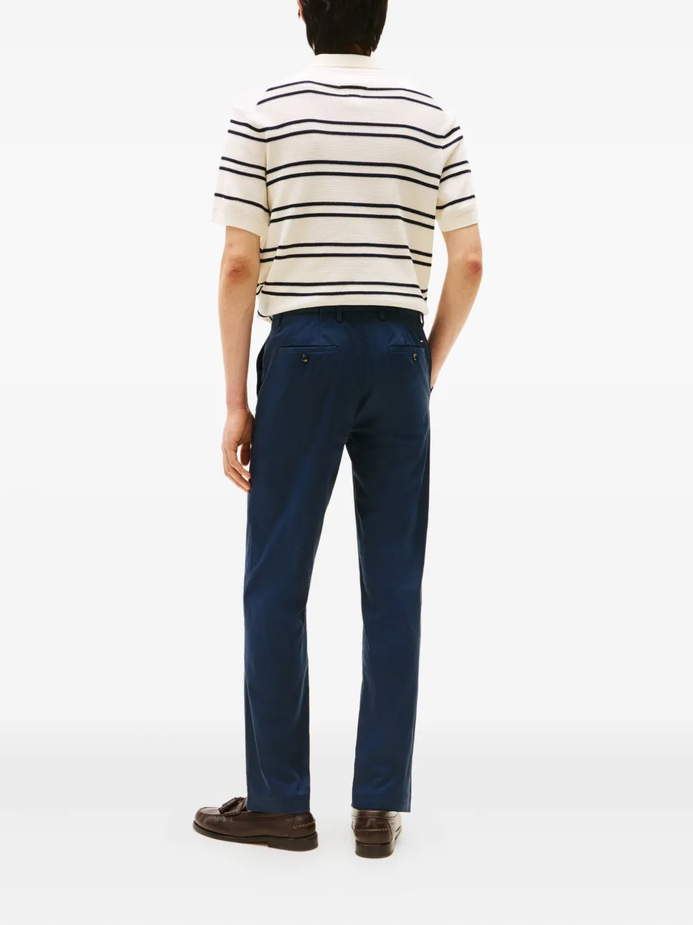 Tommy Hilfiger Button Logo-embroidered Trousers In Blue
