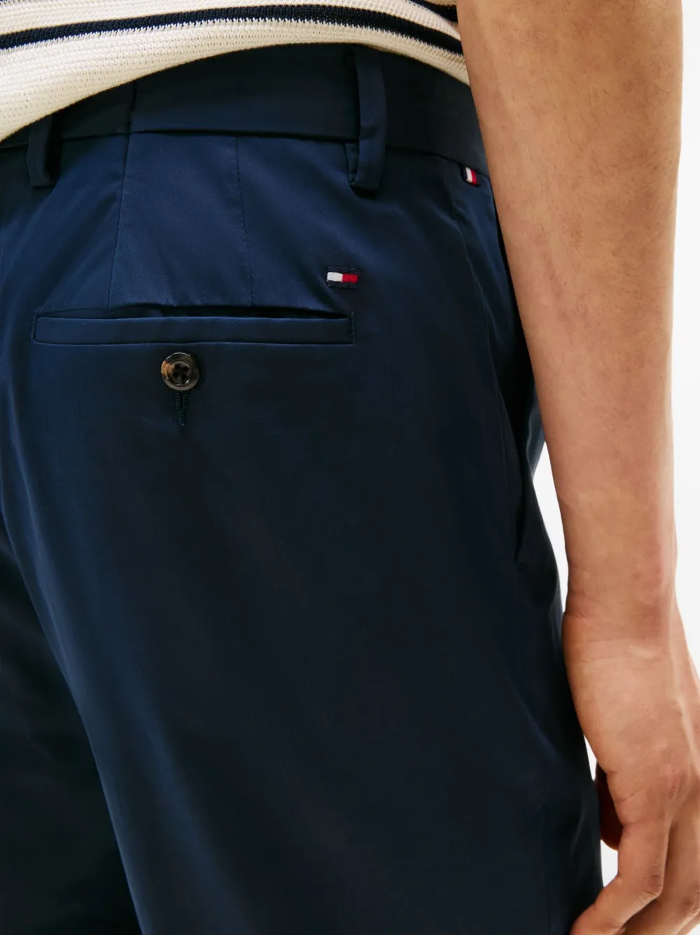 Tommy Hilfiger Button Logo-embroidered Trousers In Blue