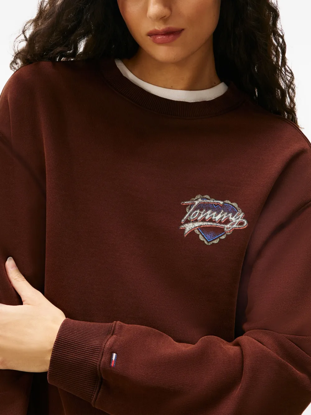 Tommy Jeans Trui met ronde hals en logo Bruin