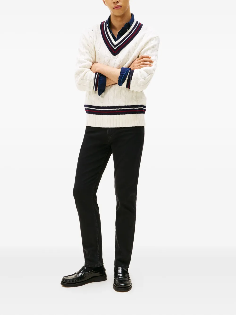 Tommy Hilfiger logo-patch jeans - Zwart