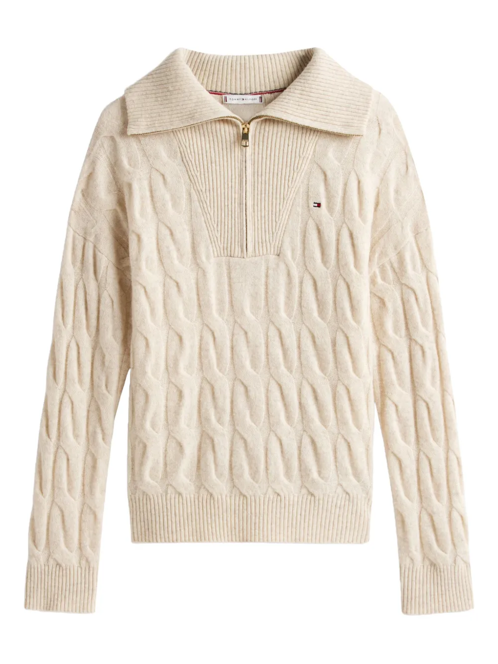 Tommy Hilfiger Cable-knit Zip Sweater In Gray