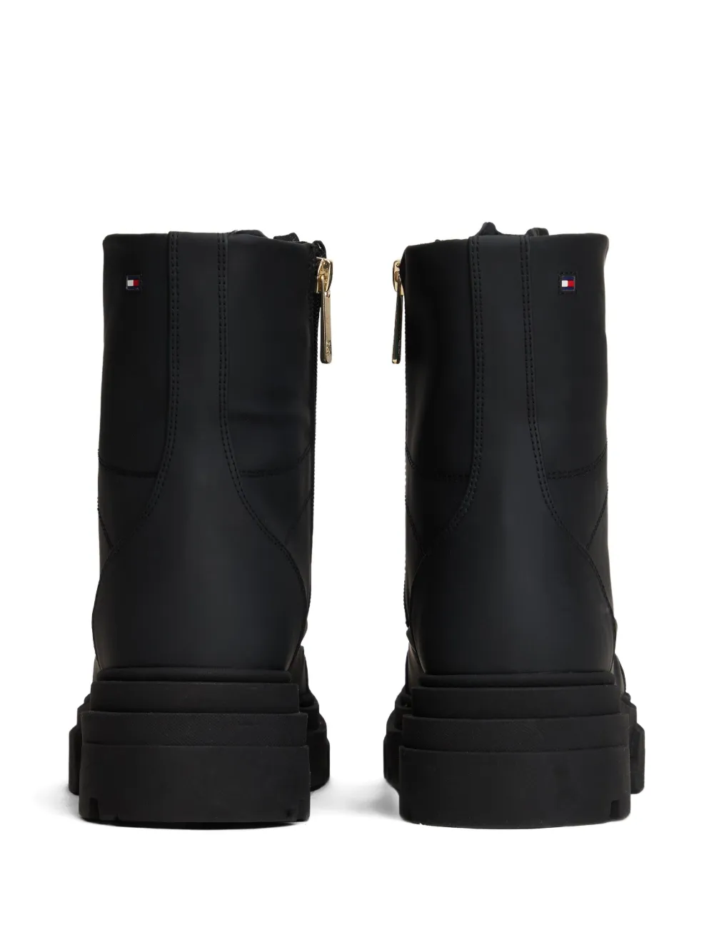 Tommy Hilfiger Lace-up Mid Ankle Boots In Black