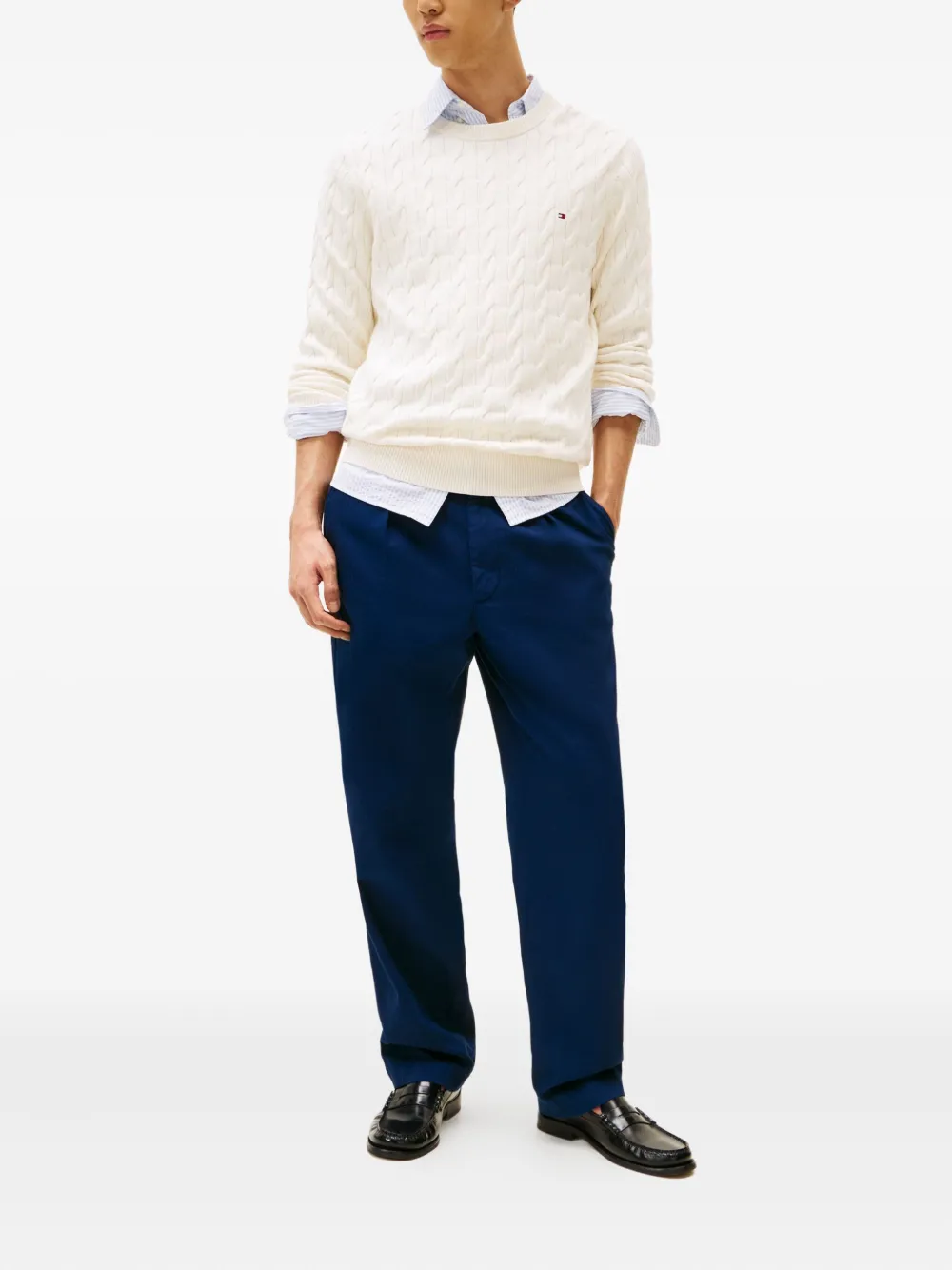 Tommy Hilfiger logo-embroidered cable-knit sweater - Beige