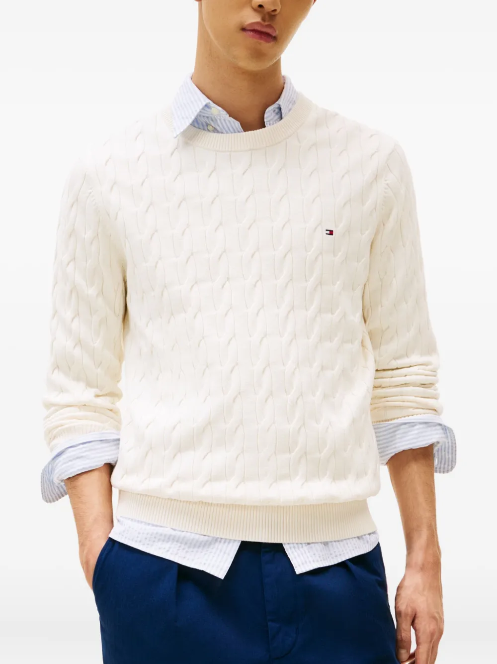 Tommy Hilfiger Kabelgebreide trui Beige