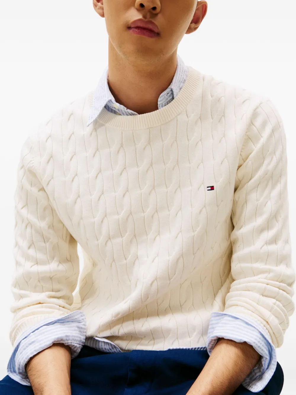 Tommy Hilfiger Kabelgebreide trui Beige